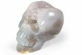 Polished Banded Agate Skull with Quartz Crystal Pocket #236998-1